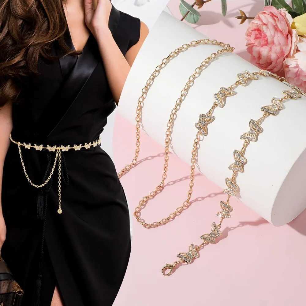 Warm waist belt metal rhinestone belt warm dress belt body chain belt X250410