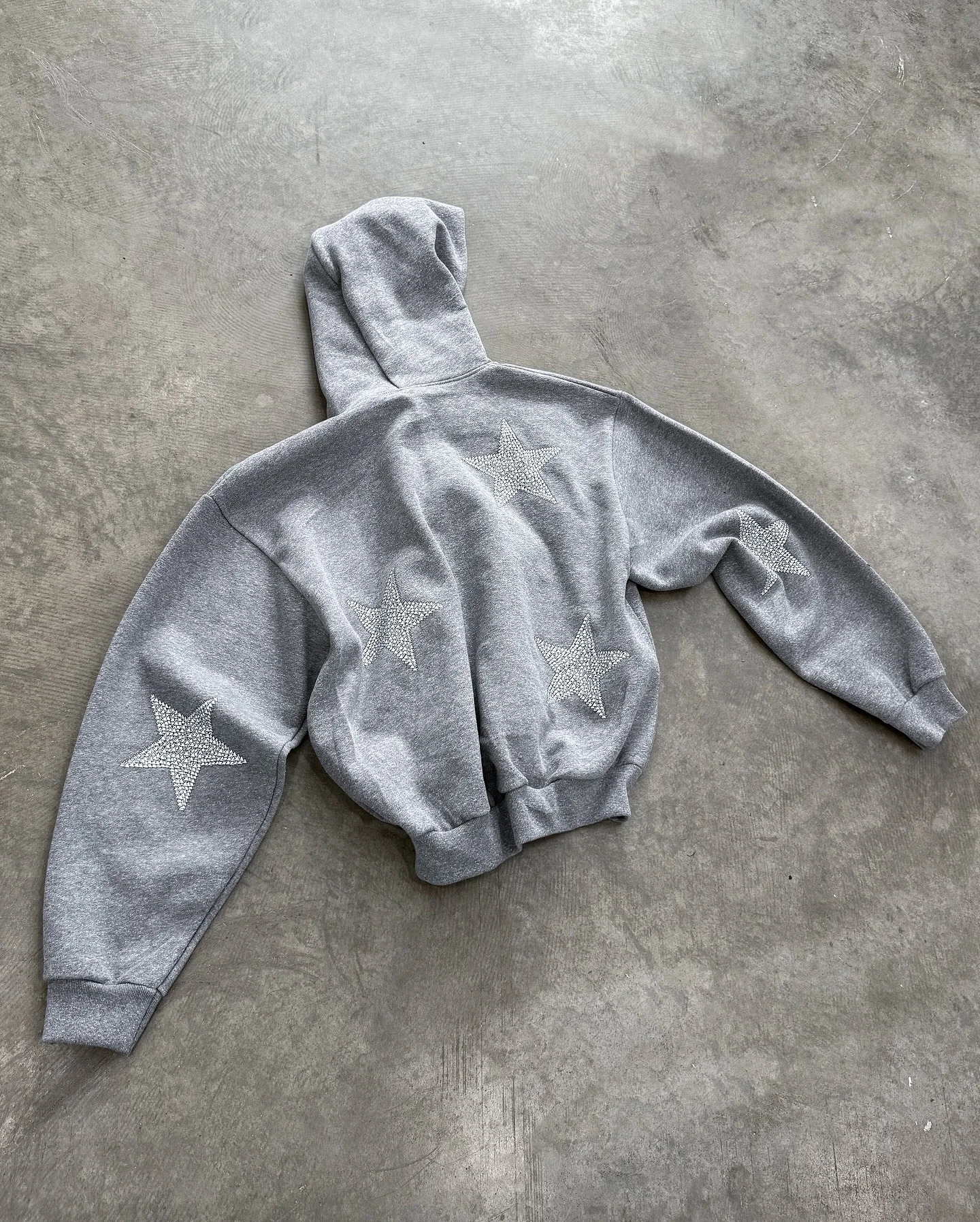 Y2k Star Heather Grey Zip Up Hoodies Jackets Mens Two Piece Set Tracksuit Men Sweatpants Harajuku Streetwear Loose Mens Clothes 250409