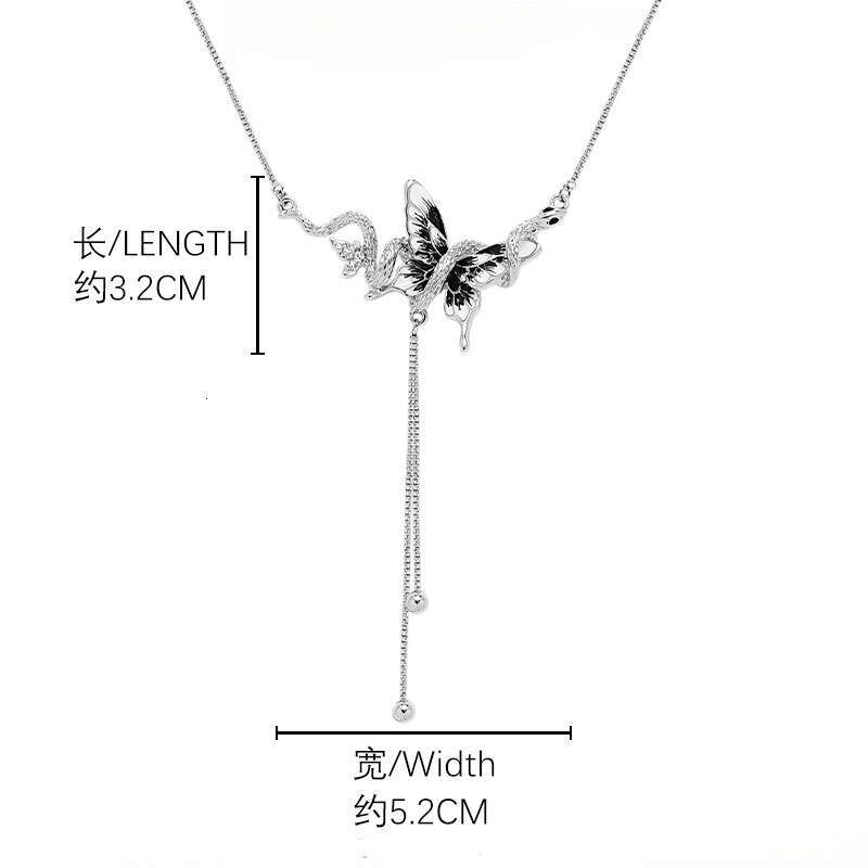 Niche Design Ink Butterfly Accessories for Women Fashion Ins Long Sweater Chain Light Luxury High-end Necklace