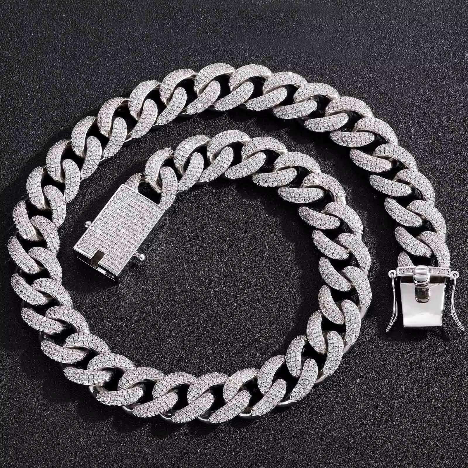 BES 18mm Fine Iced Out Bg Brass Cuban k Hip Hop Mens Micro Pave Chain Necklace Jewelry