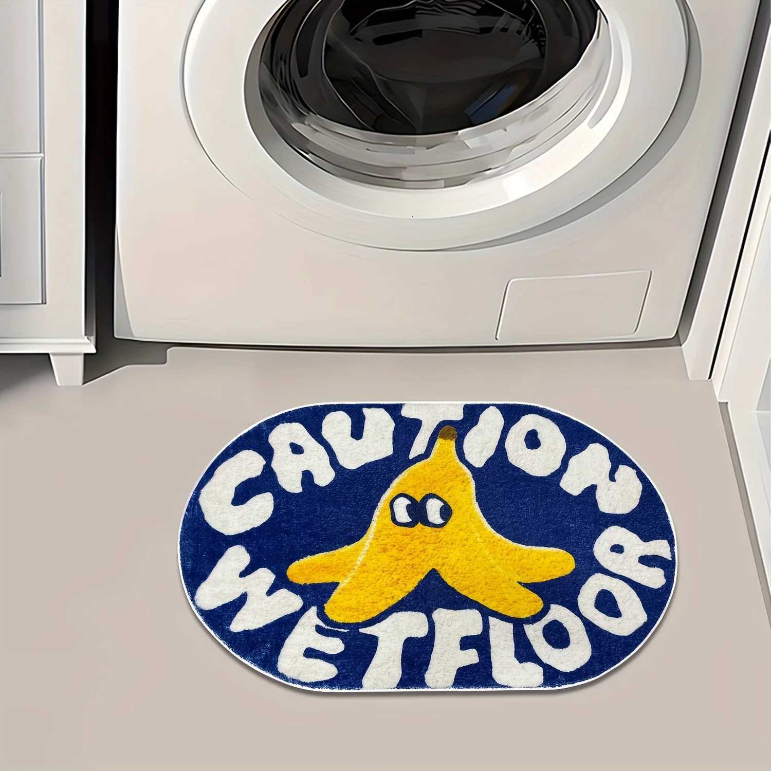 VIKAMA Cute Blue Bathroom Absorbent Mats Caution Wet Floor Doormats Rug For Bedroom Living Room Carpet Decorative Carpet Y251110