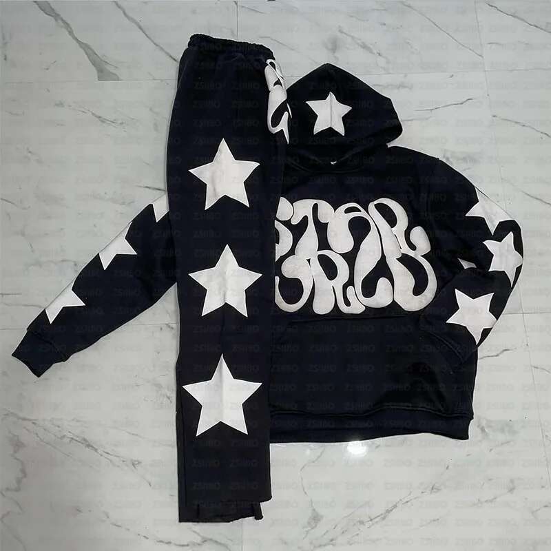 Fashion Star Letter Printed Long Sleeved Hooded Sweatshirt Y2k Hoodie Women Clothing Coat Top Jacket Pullover Sweatpant