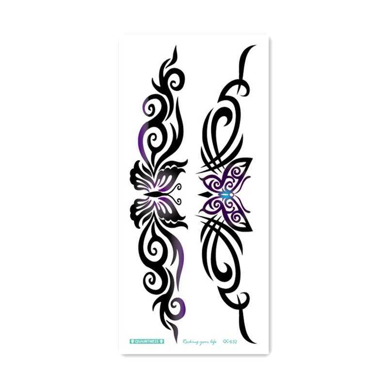 Hot selling 2020 butterfly flower girl temporary tattoo black design waist fake body tattoo sticker leg abdomen waterproof female W250410