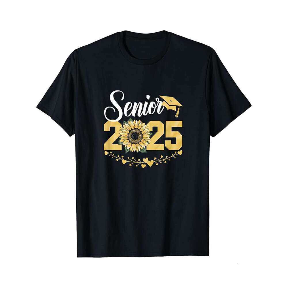 Designer T shirt Senior 2025 Band Mom Graduation Cheetah Print Heart - 220g T shits