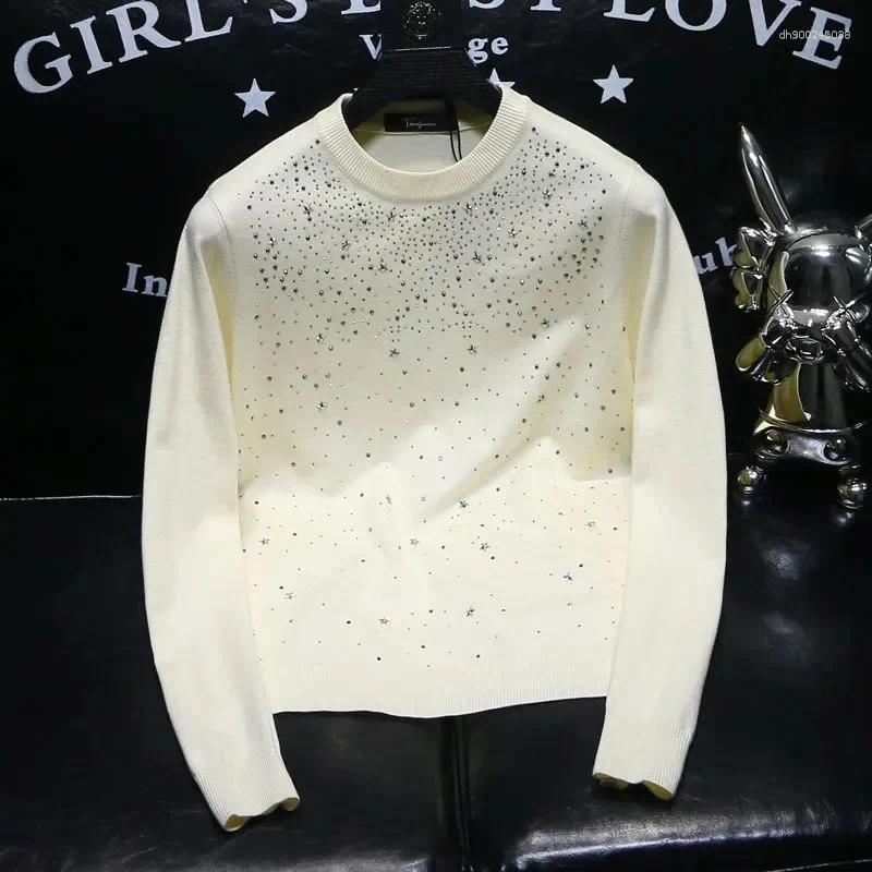 Men's Sweaters Autumn Winter Slim Fit Youth Personalized Sweater Bottoming Shirt Trendy Diamond Round Neck For Men