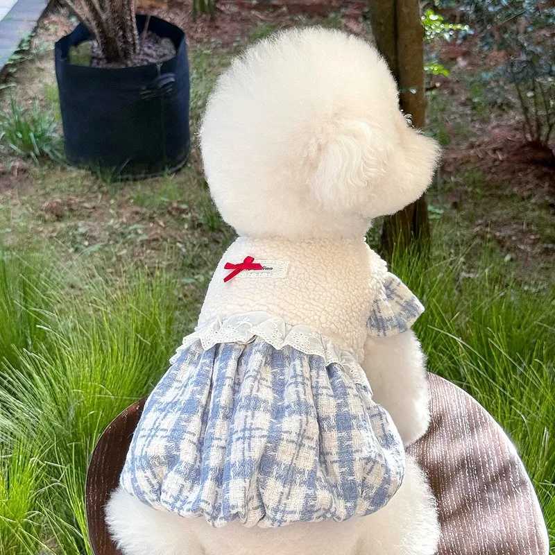 Lambswool Dog Clothes Thickened Teddy Pumpkin Skirt Pet Warmth Pullover Female Dog Winter Dress Dog Products J251110