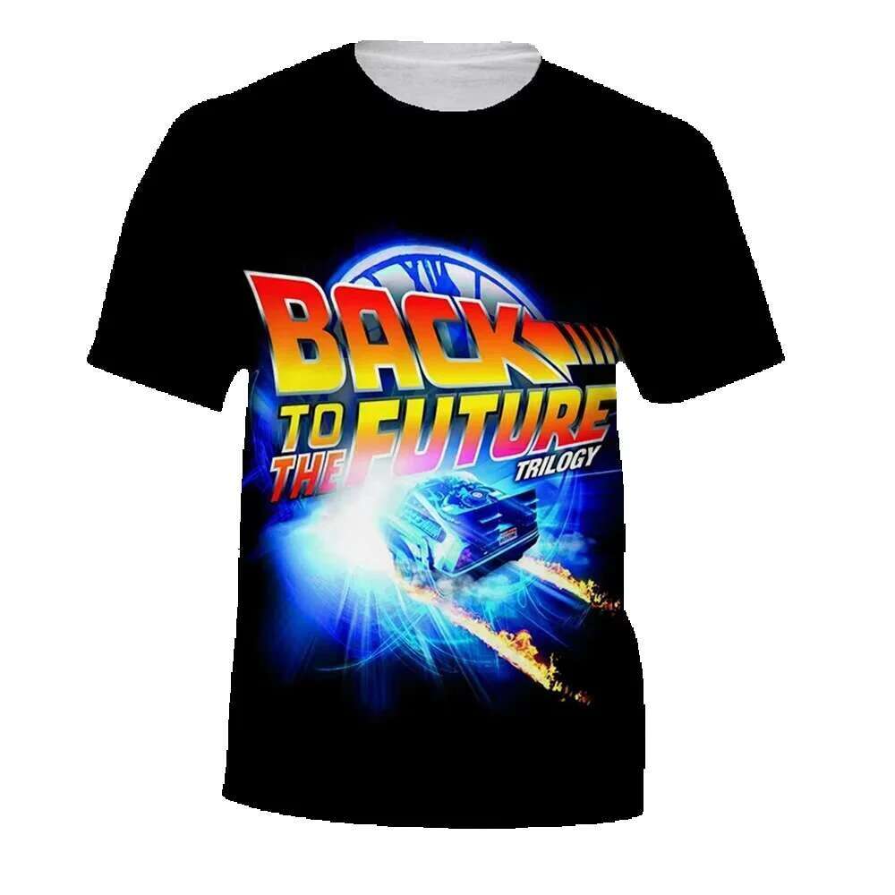 Men's shirt fashion outdoor Rome returns to the future comfortable 3D printed casual short sleeved men's T-shirt