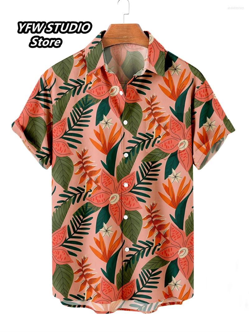 Men's Casual Shirts Hawaiian 3D Printed Shirt Vacation Short Sleeve 2025 Summer Beach Style Collar Button Up