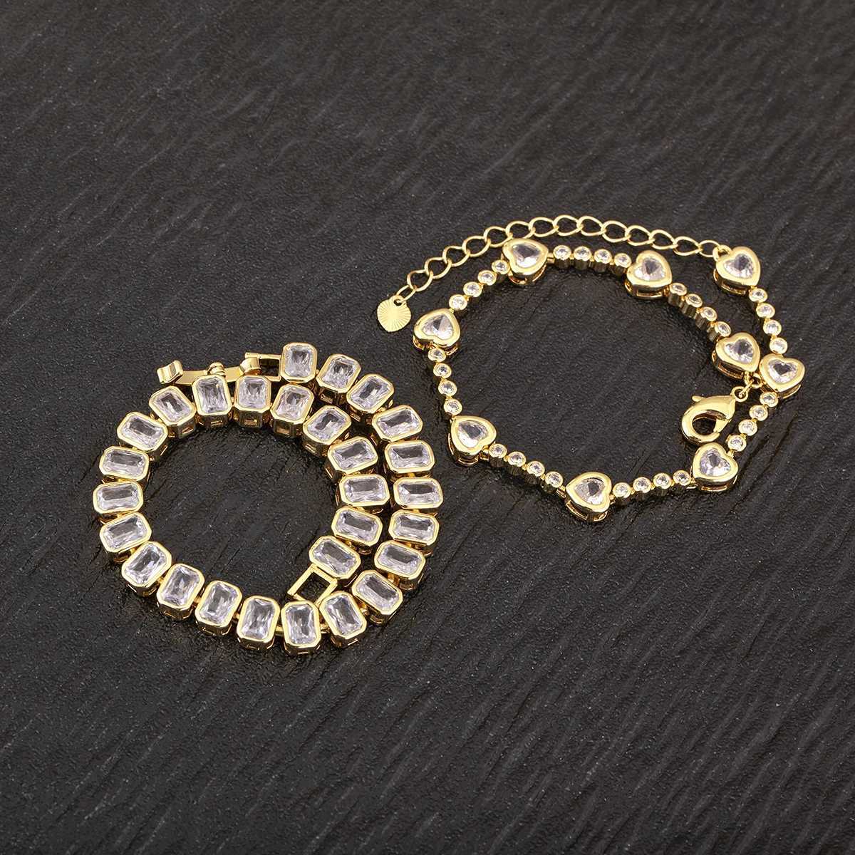 Nidin New Trendy Heart/Rectangular Shape Cubic Zirconia Charm Bracelets For Women Fashion Female OL Style Jewelry Birthday GiftsT251110