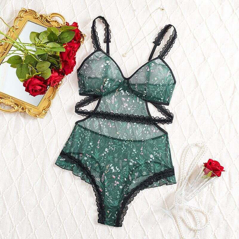Lace Sexy Lingerie Fashion Sexy Lingerie Contrasting Mesh Lace Women S Body Sculpting Small Floral Onesie
