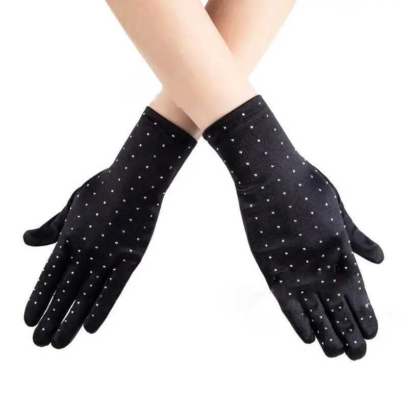Ladies Gloves European and American Fashion Hot Drill Sequins Stretch Silk Satin Long Gloves Wedding Accessories Gloves C021 L251110