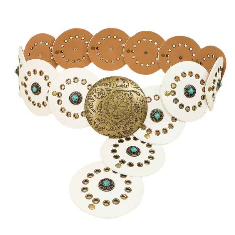 Carved Buckle Round Disc Belt Used for Wenpunk Belt 2000s Bohen PU Womens Belt Cool Western Belt X250410
