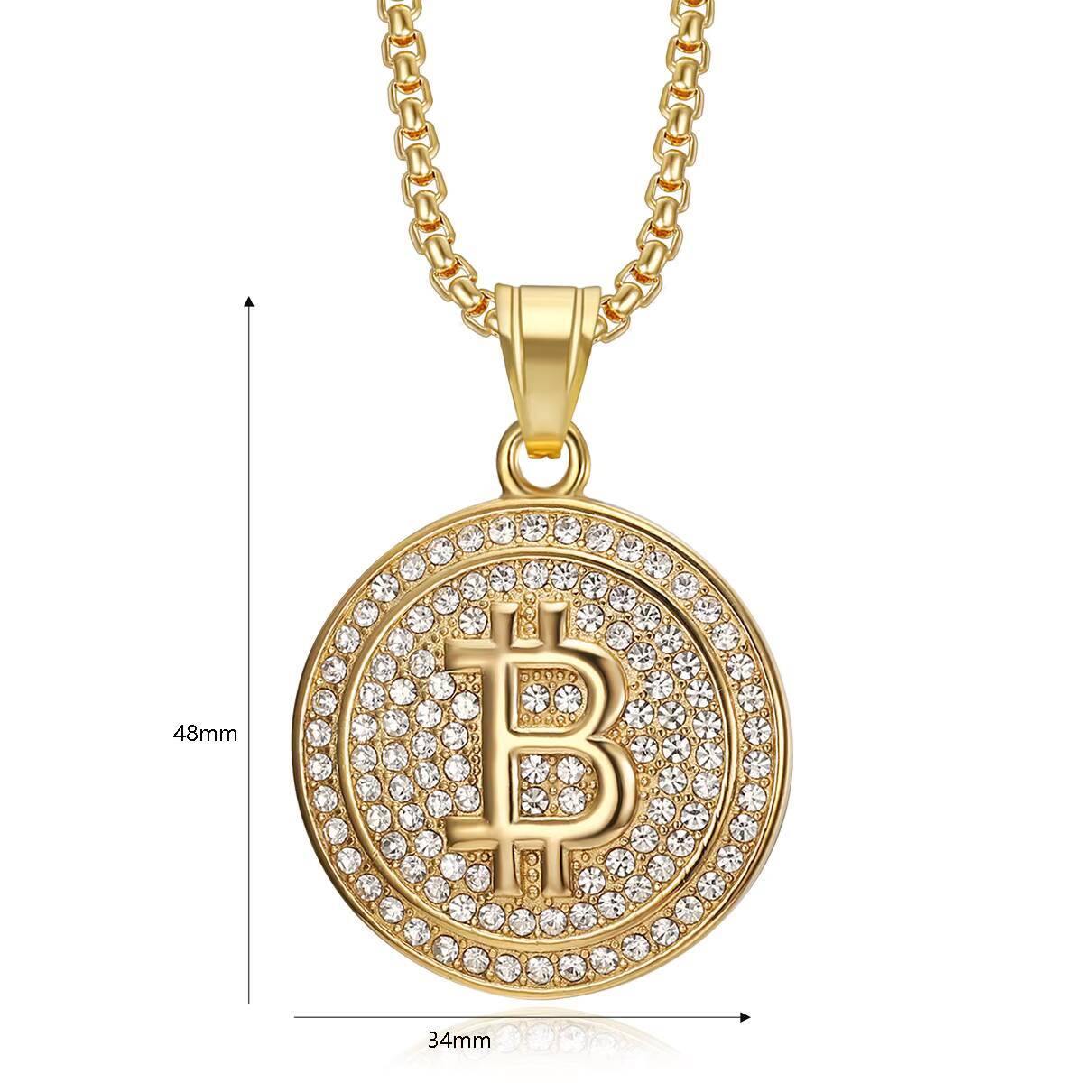 Hiphop Coin Moissanite Water Proof Luxury Stainless Steel Fine Jewelry 18K Gold Plated Necklace for 2024 Woman Men Wholesale