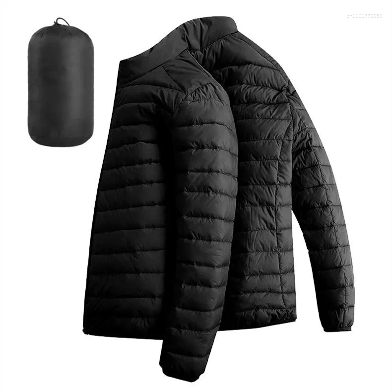 Men's Down Men Hiking Cotton Jacket Hooded Lightweight Parkas Zip Pocket Fashion Outerwear Casual Padded And Coat Winter