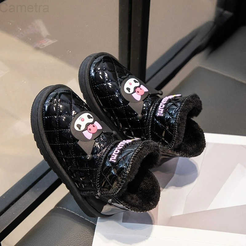 Sanrio KidsCasual Shoes Boots Cartoon PU Leather Winter Outdoor Sports Shoes For Girls Keep Warm Anti-slip Black Pink Size 26-37 H251110