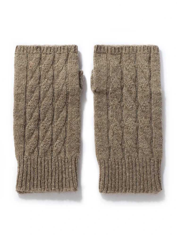 Pure Wool Knit Mittens Autumn Winter Fingerless Gloves Cable Seamless Comfy Warm 100 Wool Thumb Hole Mitts Unisex L251110