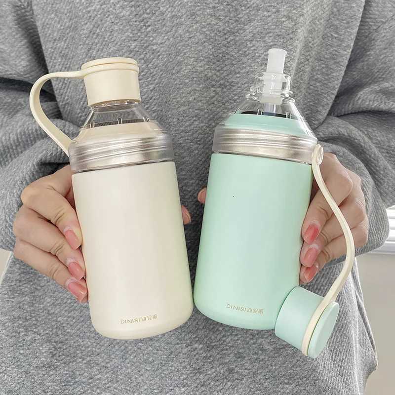 Fashionable cup 316 Stainless Steel Thermos Cup Ins Wind Flower Tea Cup High-looking Portable Straw Water Cup Double Drinking Cup Coffee Cup Y251110