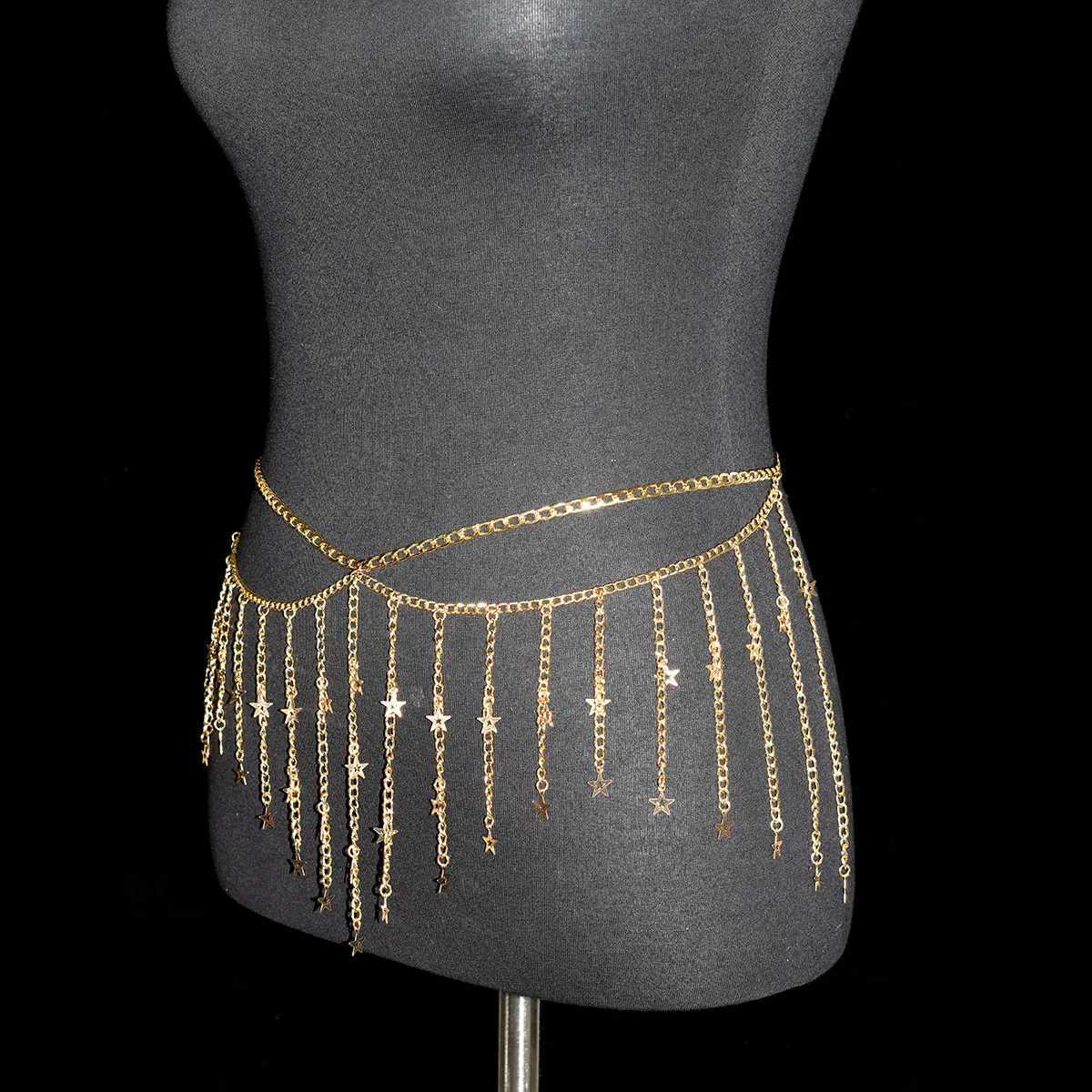 Festival Warm Metal Body Jewelry Sexy Fashion Belly Chain Tzitzit Celebrity Waist Chain Birthday Party Daily Wear Accessories X250410