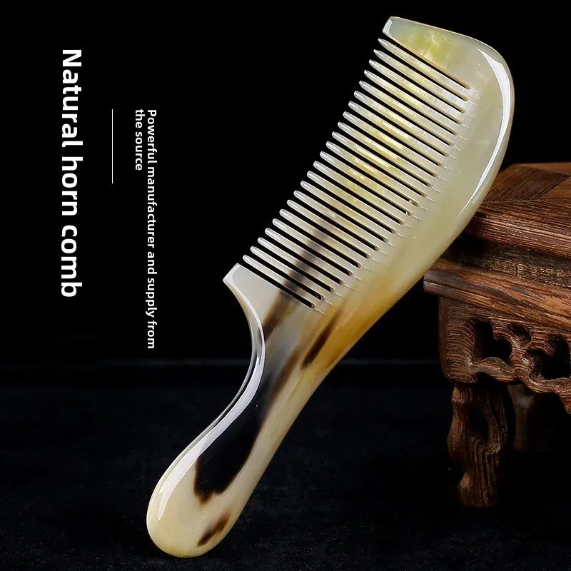 High Quality Pure Natural Handmade Ox Horn Comb 16-20cm Professional Hair Salon Comb For Black People And Wigs Chinese Mainland 251107