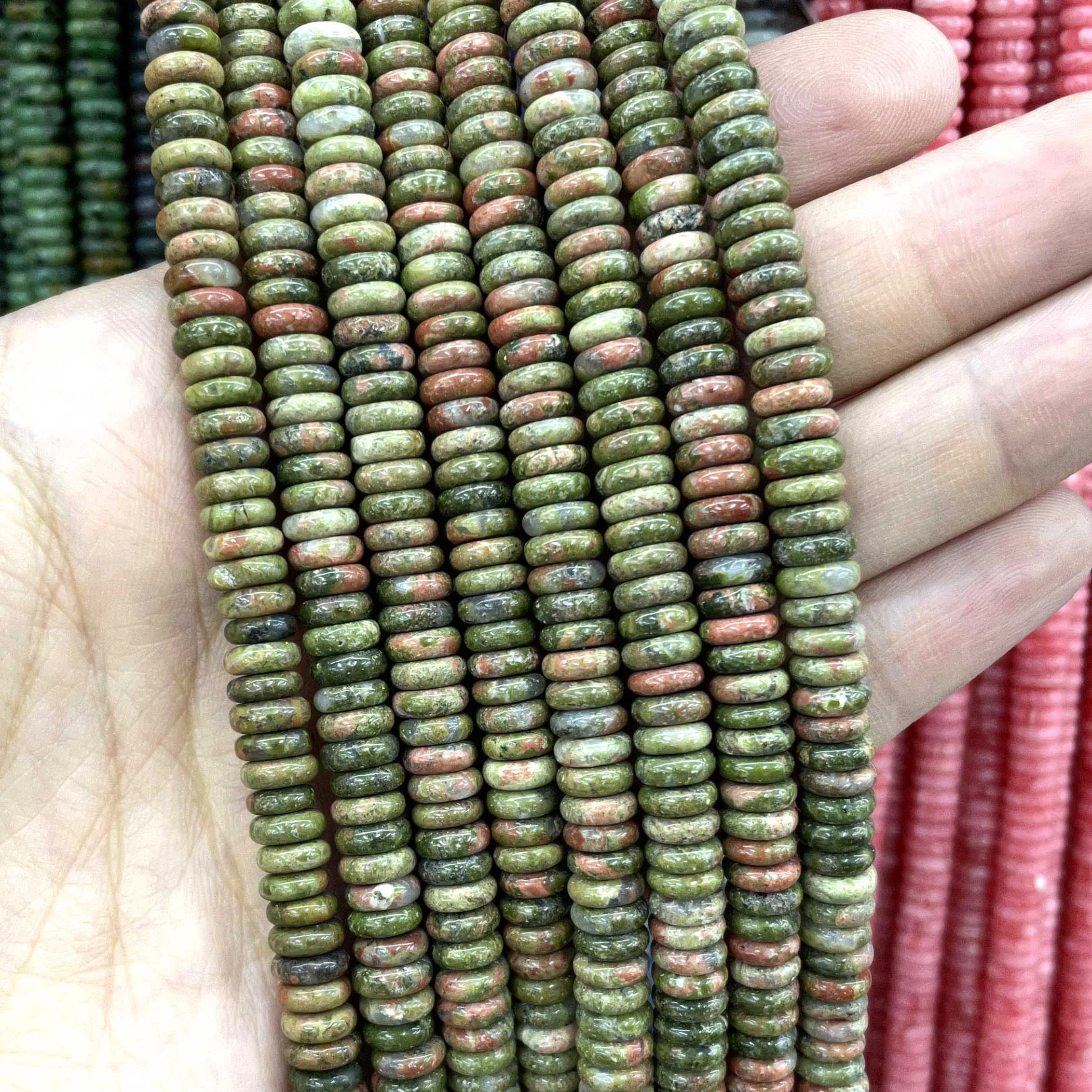 Natural Stone Rondelle 2X4mm Turquoises Quartz Jasper Agates Flat Round Spacer Beads for Jewelry Making DIY Bracelet Acessories
