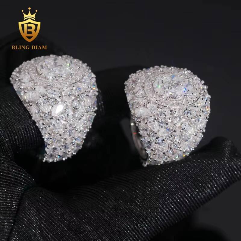 Fashion 925 Silver Rings for Men Moissanite Iced Out Moissanite Hip Hop Jewelry High Quality Diamond Pass Diamond Test with GRA