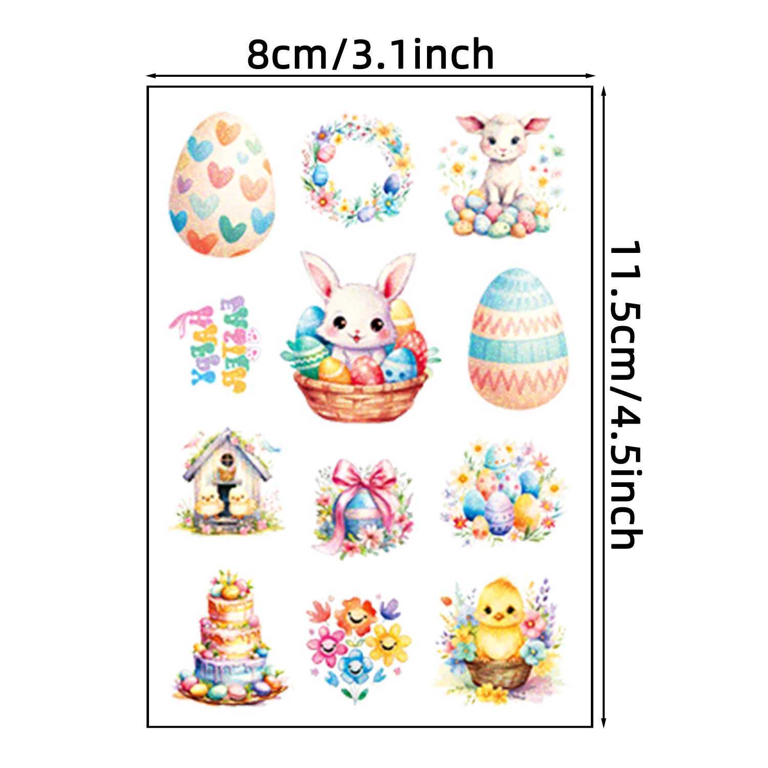 144 cartoon Easter series elements flashing patterns temporary tattoo stickers cute rabbit Easter egg pattern tattoos W250410