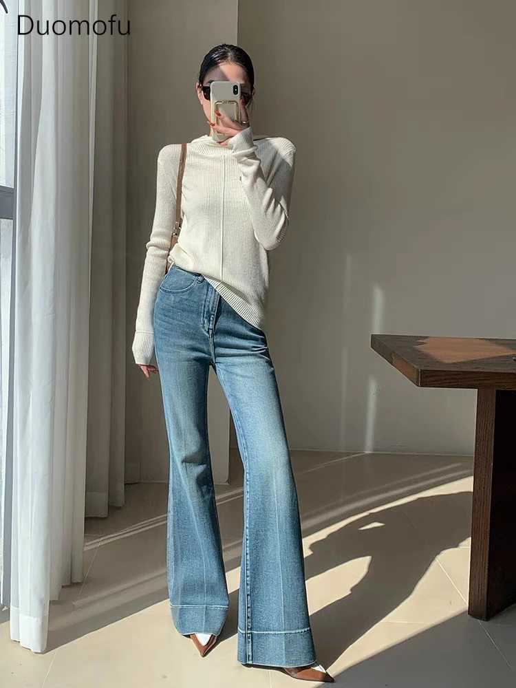 Duomofu Vintage Chic Washed Loose Simple Female Jeans Autumn Classic High Waist Slim Fulllength Fashion Casual S-XL Women Jeans C251110