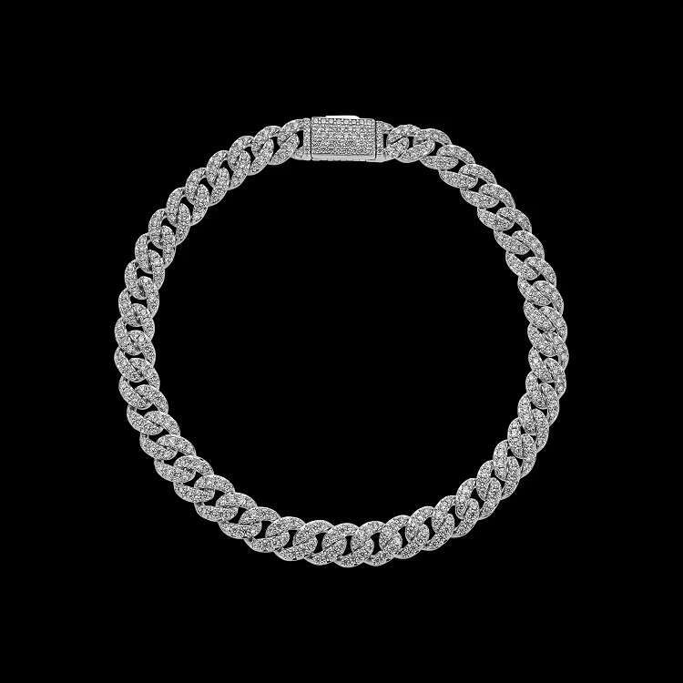 Sterg Sier Unisex Necklace 8mm Iced Out Cuban k Chain with Dia Gold Plated Hip Hop Jewelry for Gift