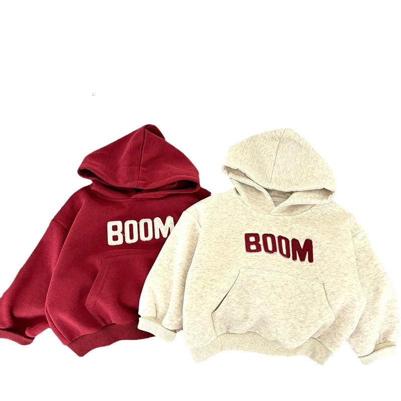 GS- Ddmyshoesvip Children S For Spring And Autumn Boys Patch Fabric Embroidery Baby Korean Version Knitted Loose Hooded Girls Hoodie