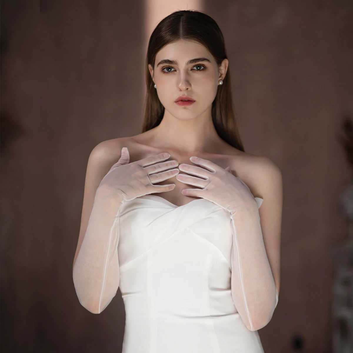 WG099 Elegant Wedding Bridal Gloves Soft Tulle White Long Brides Bridesmaid Gloves for Women Pageant Perform Prom Parties L251110