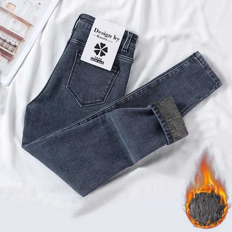 High Waisted Fleece Lined Jeans Womens Winter Leggings Slimming Thick Pants Childrens Tight Fit C251110