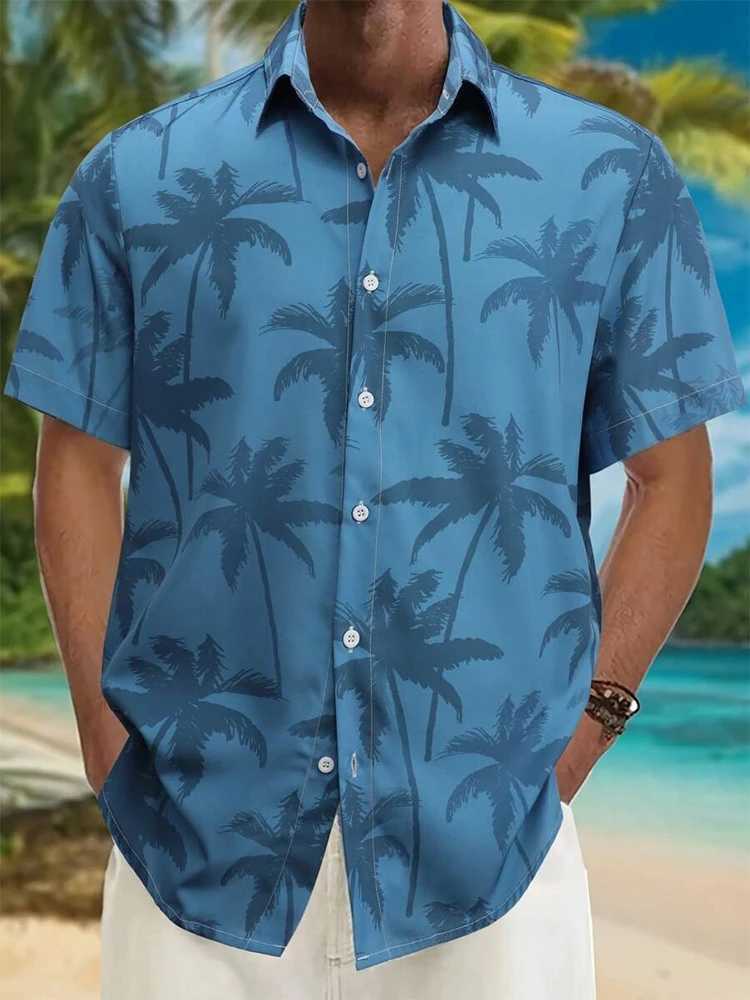Hawaiian mens summer outdoor beach mens short sleeved city shirt daily casual mens street shirt fashionable mens shirt X250410