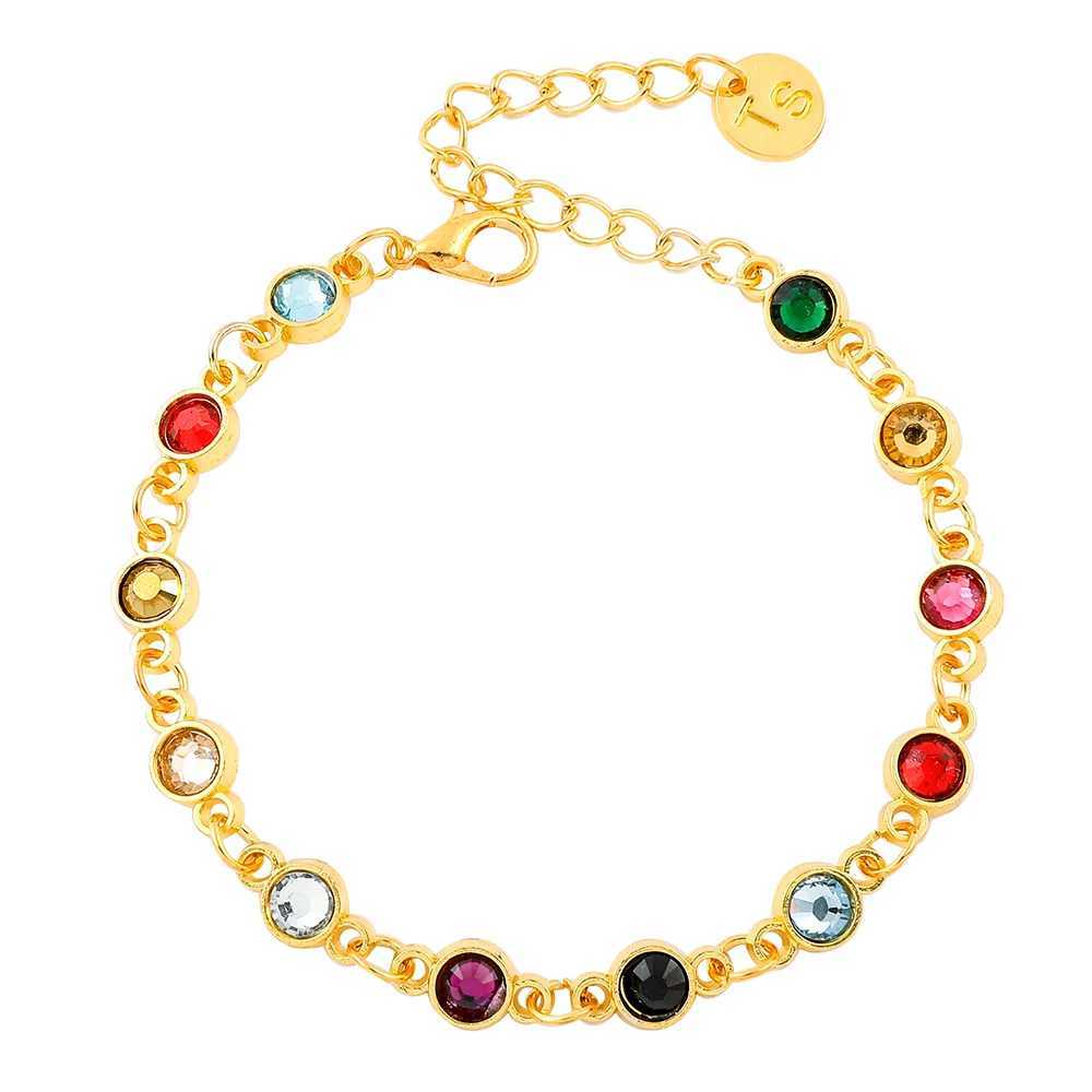 Colorful Rhinestone Beads Bracelet for Women Gold Plated Chain Seaside Commemorative Bracelet Friendship Party JewelryT251110