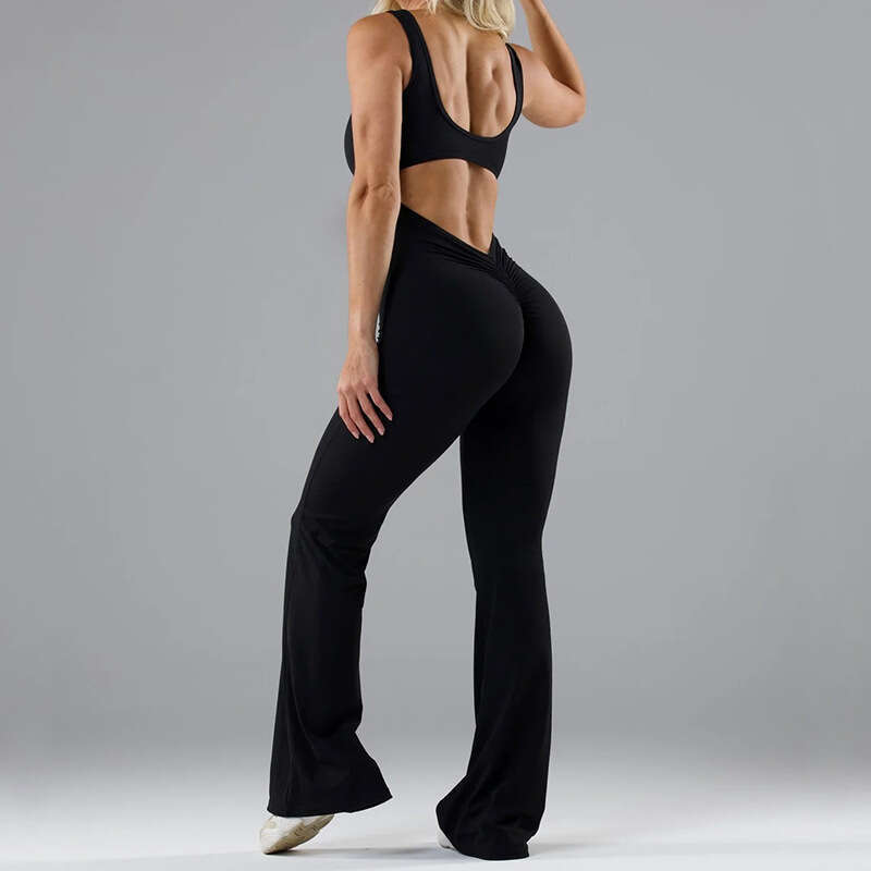 2024 New Fashion Tight Yoga Jumpsuit Casual Hollow Seamless Slim Fit Sports Bodysuit