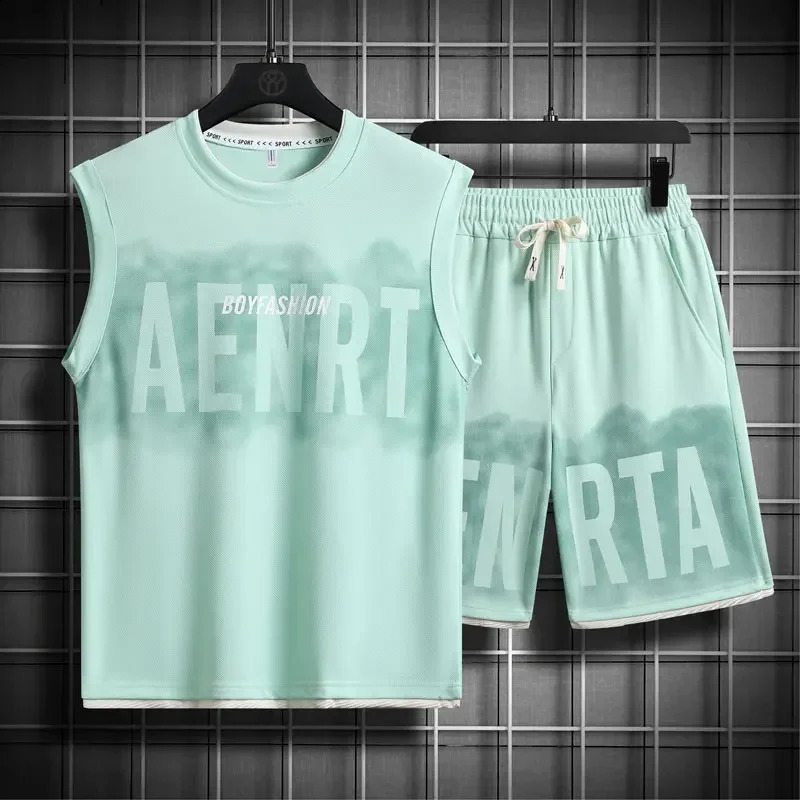 Tracksuit Mens Set Short Sleeves T-Shirt Shorts Sportswear Sporting Suit Oversize Men Clothing Sweatpants Ropa Para Hombre 250407