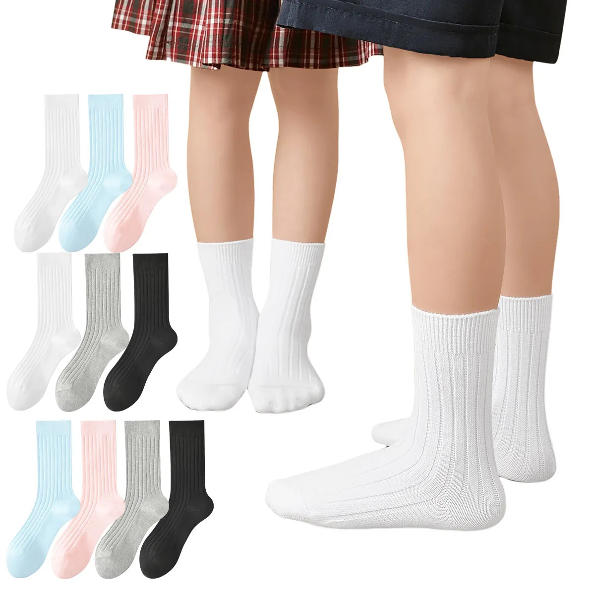 Winter Thickened 100 Cotton Double Needle Ribbed Boneless Mid-Calf Socks for s Teen Students - School Home Sports Wear 251106