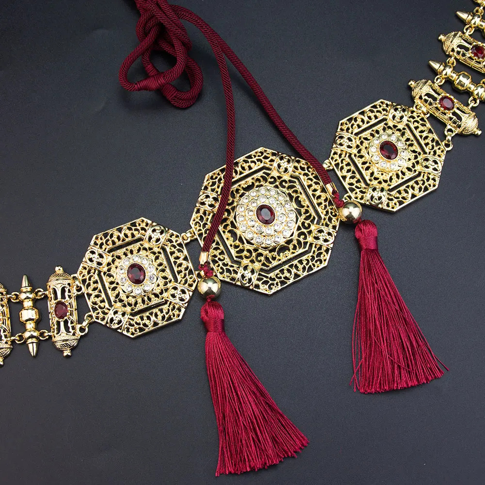 Poyasa Morocco Style Women Belt Waist Chain Adjustable Length Arabic Caftan Dress Belt Gold Color Body Jewelry 250409
