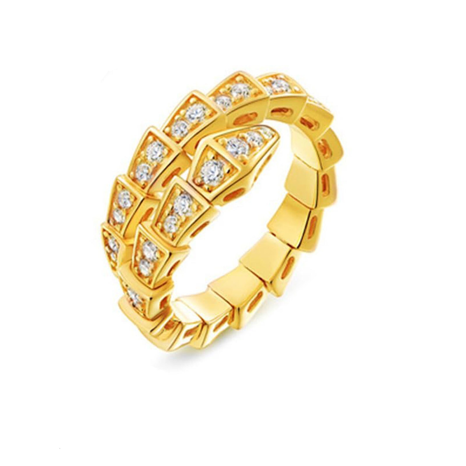 Designer Ring High Quality V Gold Wide Edition Full Diamond Serpentine Women's Ring Multi Functional And Fashion Ring Diamond Serpentine Head Wom