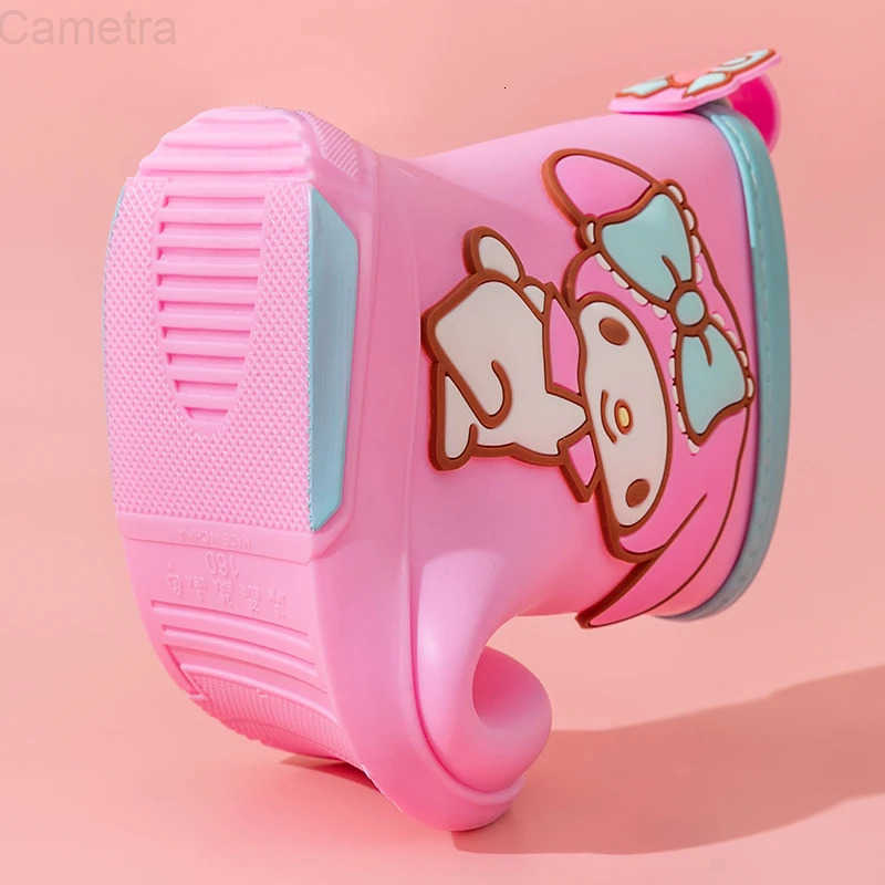 Sanrio Kawaii Childrens Short Rain Boots Outdoor Anti-Slip Wear-Resistant Girls Waterproof Shoes Fashion Winter Warm Rain Shoe H251110