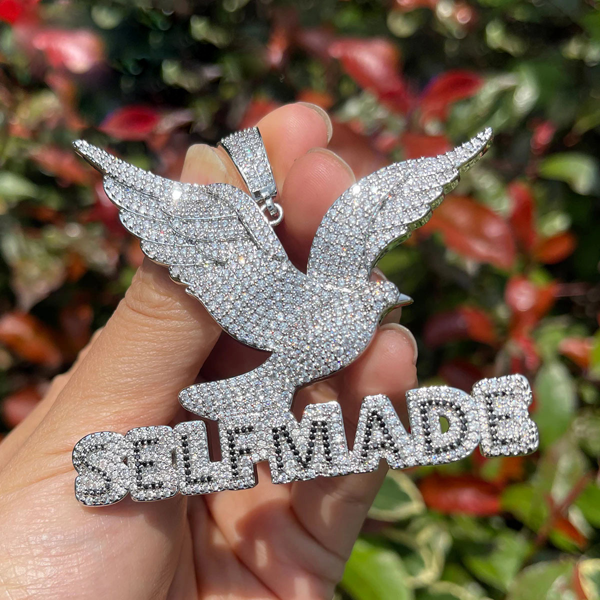 Hip Hop Peaceful Dove SELFMADE Pendant Necklace Bling Zircon Gold Plated Jewelry