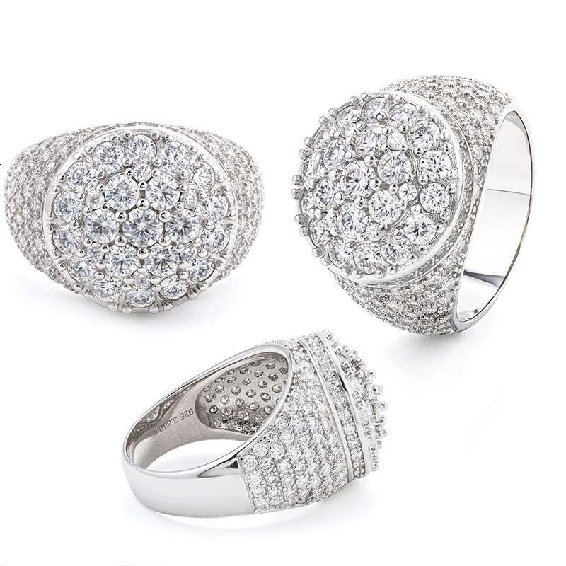 Hip Hop Full Moissanite Womens and Mens Diamond Rings Best Gift s925 Sterling Silver Jewelry Rings for Men and Women Fashion