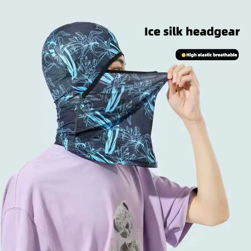 Summer Ice Silk Balaclava Helmet Lining Full Face UV Protection Bicycle - Breathable Neutral Sports Face Mask 250408