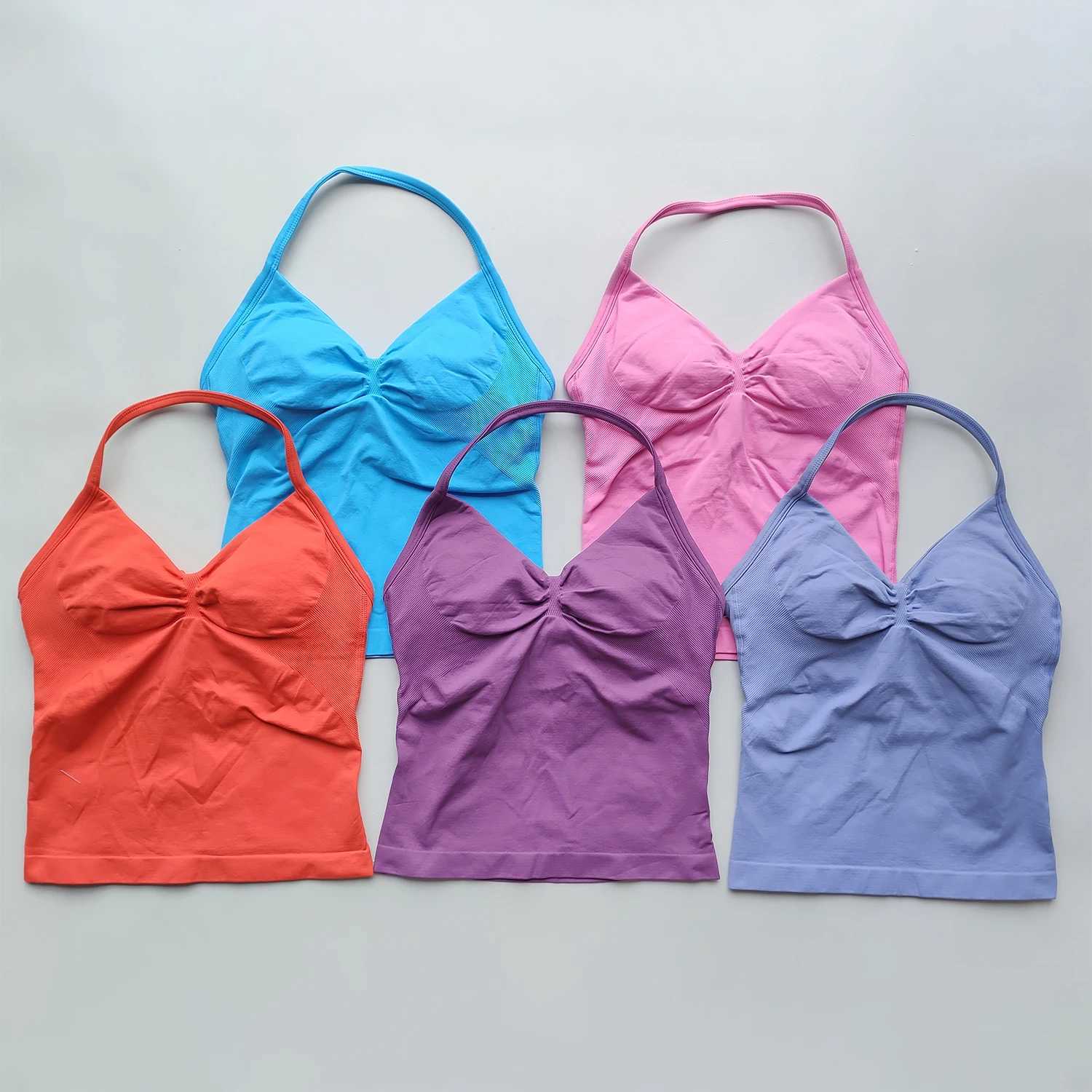 Impact Long Strap Gym Top Backless Gym Clothing Womens Scrunch Built in Bra with Detachable Cup Yoga Tank TopXJ250410