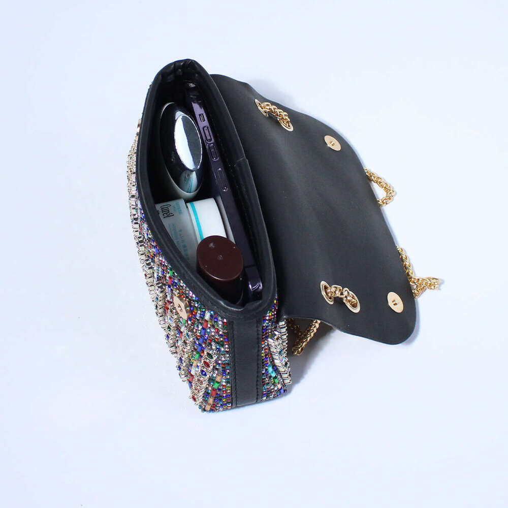 New European American socialite fashion crossbody dinner bag with dia inlaid exquisite and high-end square women's handbag, 2025 temperament vers