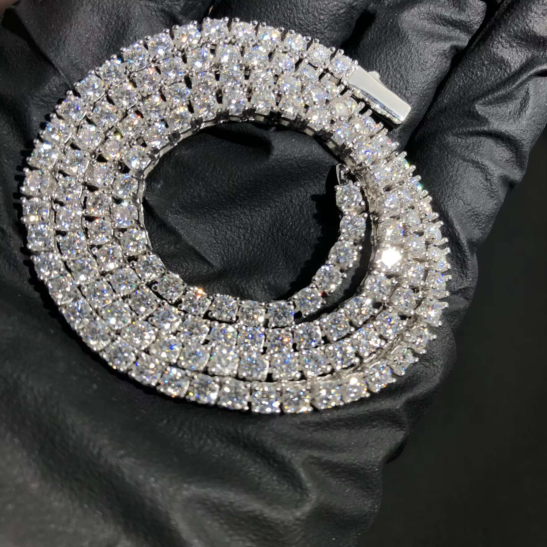 Hip Hop Jewelry 925 Sterling Silver Gold Plated VVS Moissanite Tennis Chain Necklace