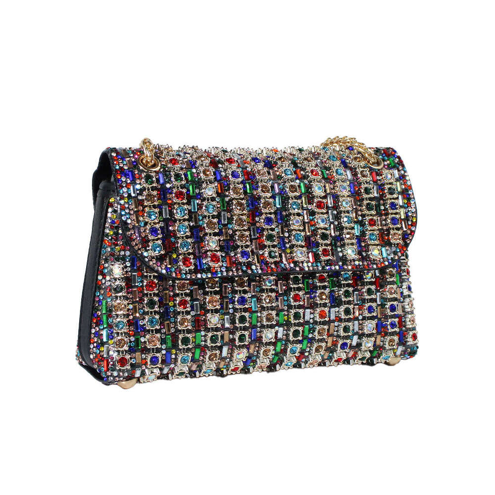 New European American socialite fashion crossbody dinner bag with dia inlaid exquisite and high-end square women's handbag, 2025 temperament vers