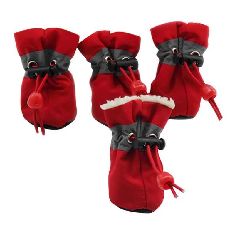 New Arrival 4 piecesset of warm pet dog shoes for winter waterproof and anti slip dog shoes suitable for small and mediumsized dogs anti slip rain boo