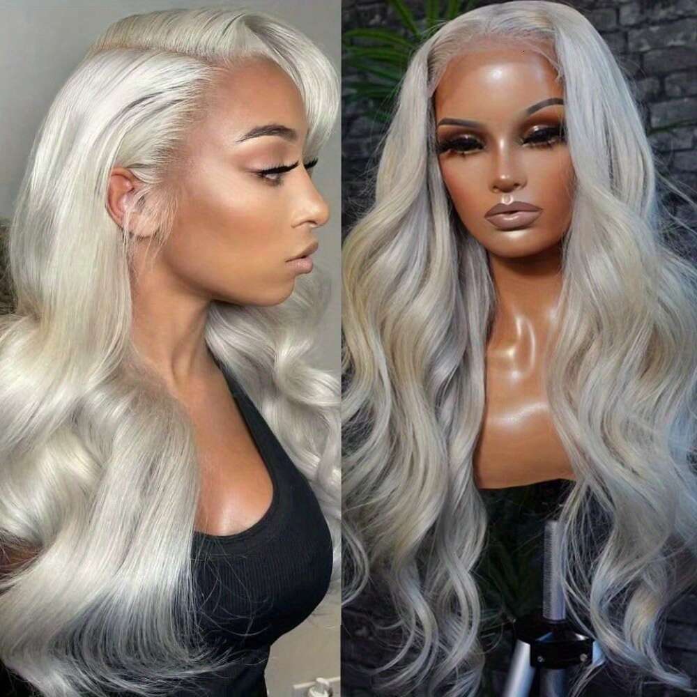 13X4 Platinum Transparent Colored Frontal With Baby 40 Inch 200% Density Body Wave Blonde Human Hair Lace Front Wig For Women