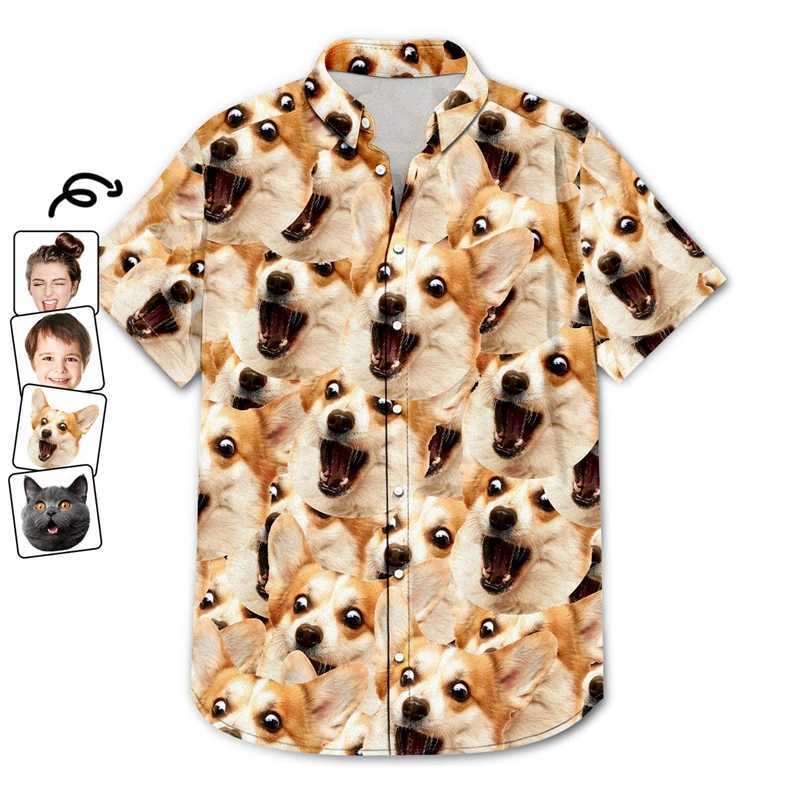 Unisex Hawaiian Shirt Customized Fun 3D Diy Facial Photo Printing Button Shirt Hawaiian Designer Shirt Mens Shirt New Shirt X250410