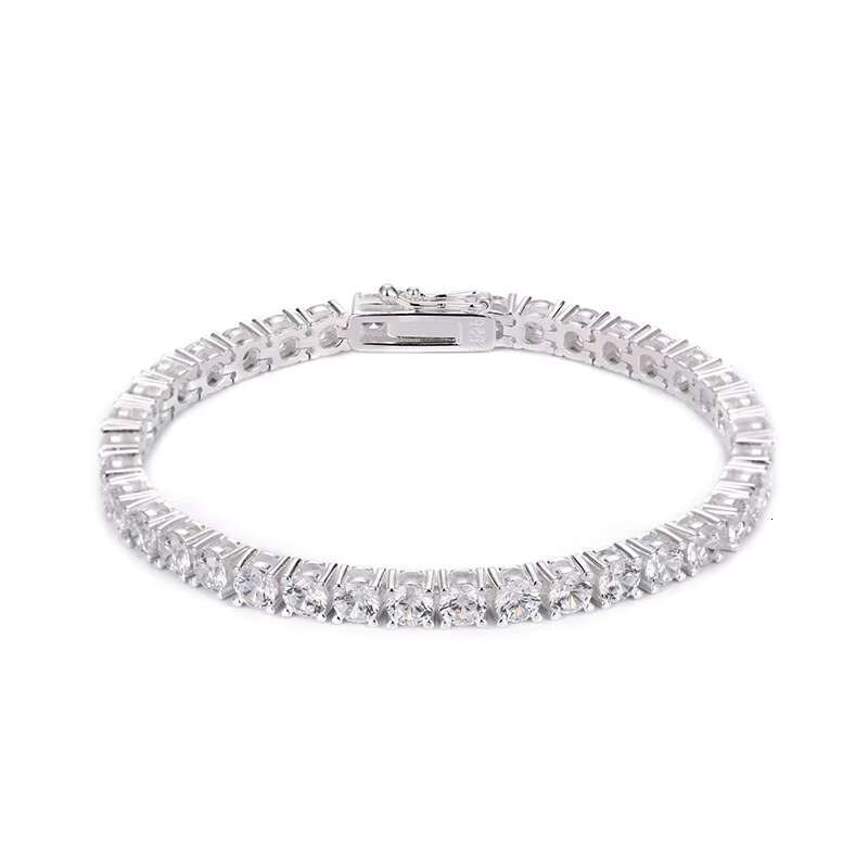 Hot Selling 4mm Vvs GRA Certified Moissanite Diamond 925 Sterling Silver Tennis Bracelet Unisex Jewelry